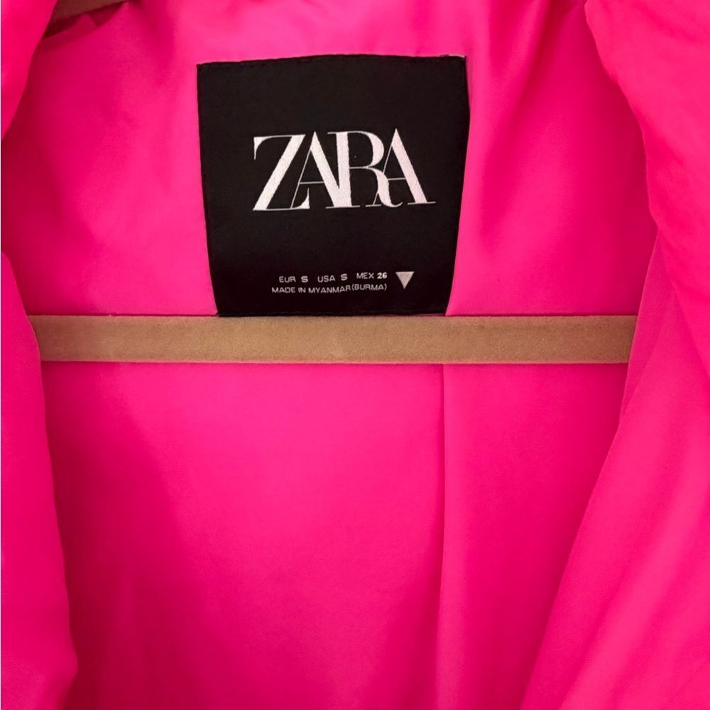 Zara Hot Pink Hooded Puffer Jacket - Picture 4 of 10